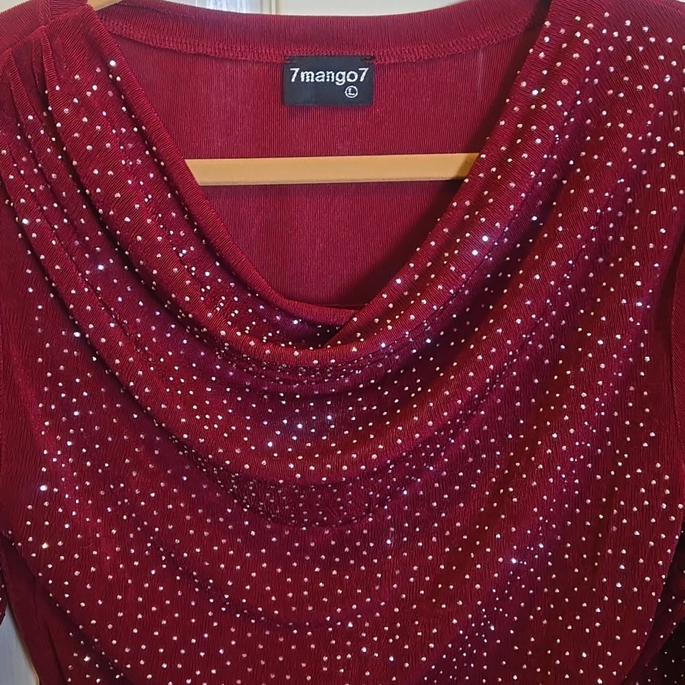 Red Sequin Blouse - Picture 3 of 7
